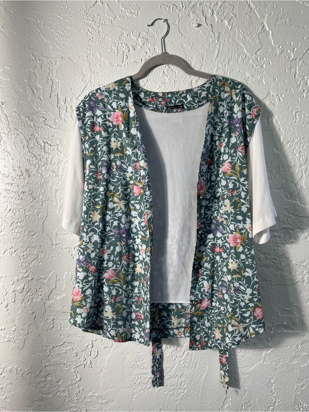 Vintage BonWorth Floral 2 Piece Layered Top Set Cottagecore Women Large